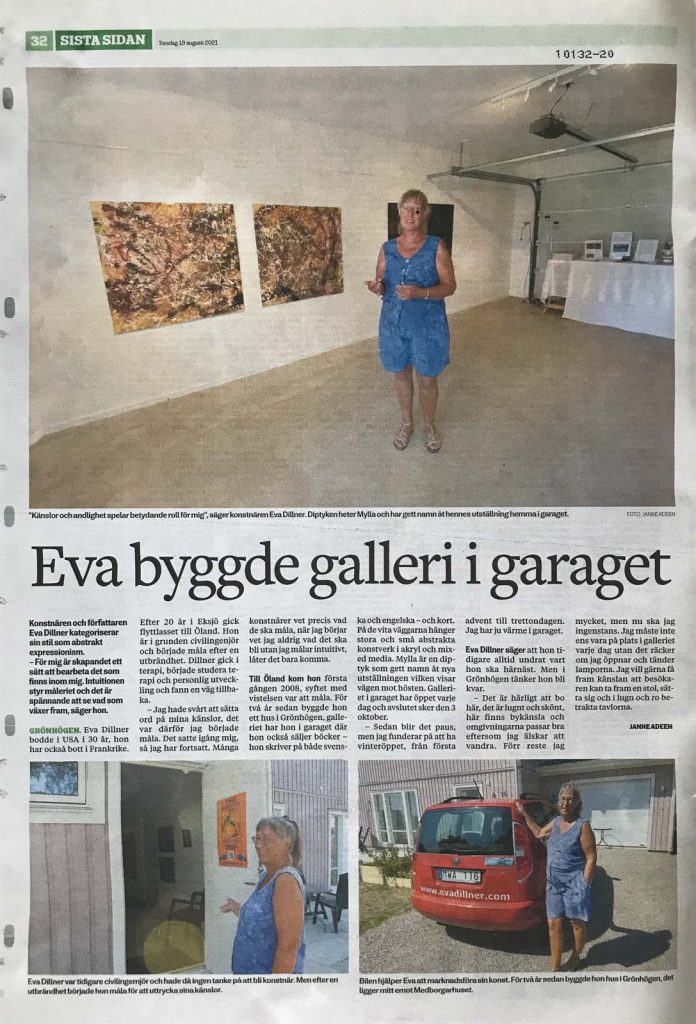 Eva byggde galleri i garaget. Kalmar läns tidning 19/8/2021