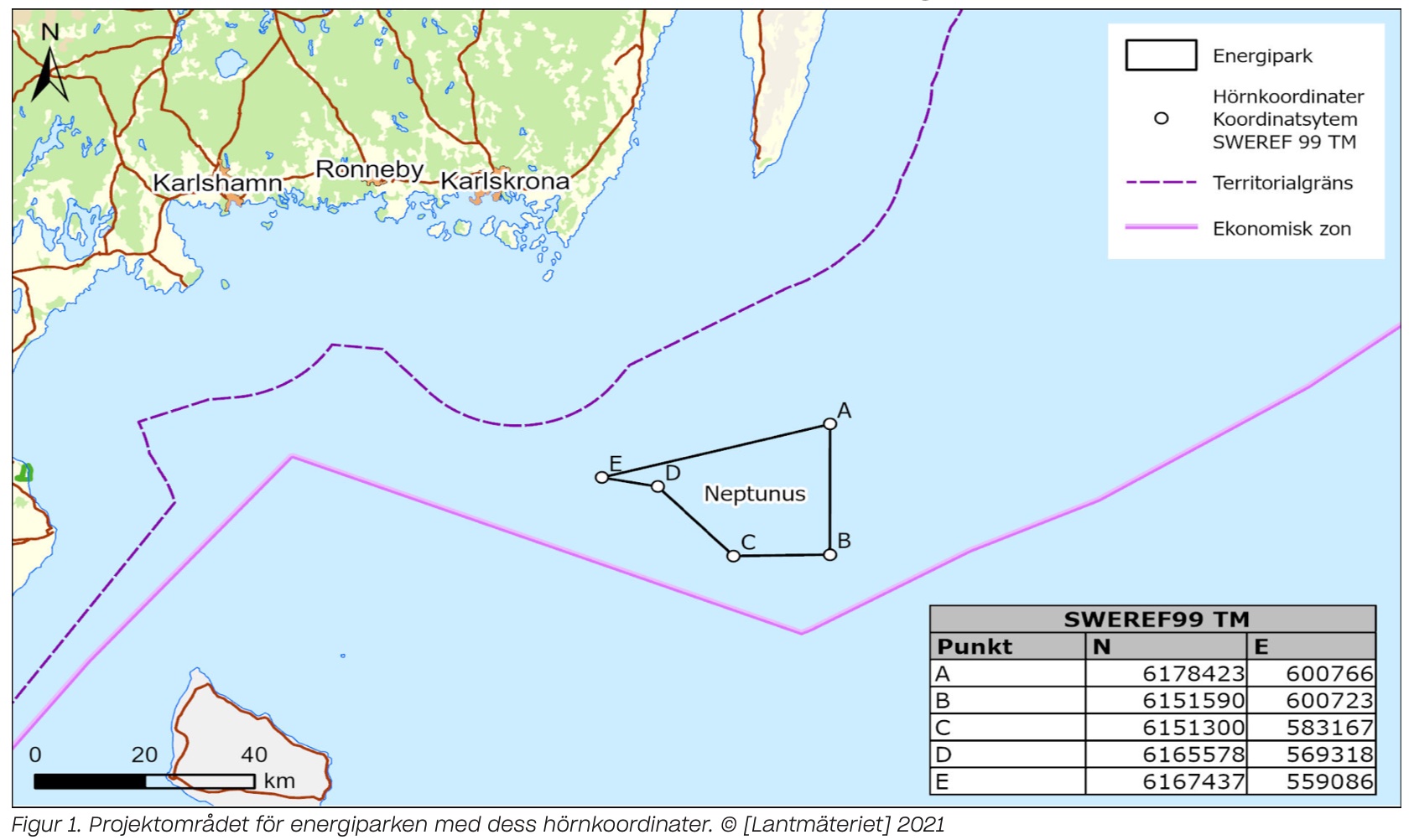 Lokalisering Neptunus i Östersjön