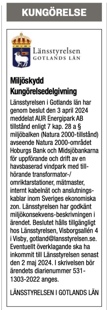 Kungörelse DNR 531-1303-2022